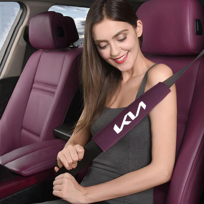 2026 Hot Car Sticker Car Pu Leather Safety Belt Shoulder Cover Breathable Protection Seat Belt Padding For Kia Rio 3 4 K2 K3 X-L