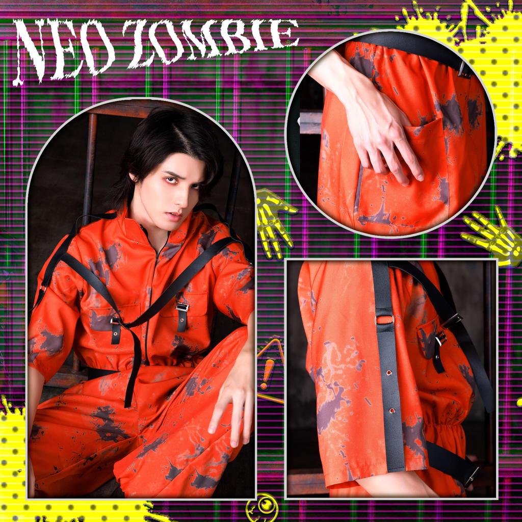 Neo Zombie Cosplay Halloween Mad Prisoner Orange [Clear Stone] Men's
