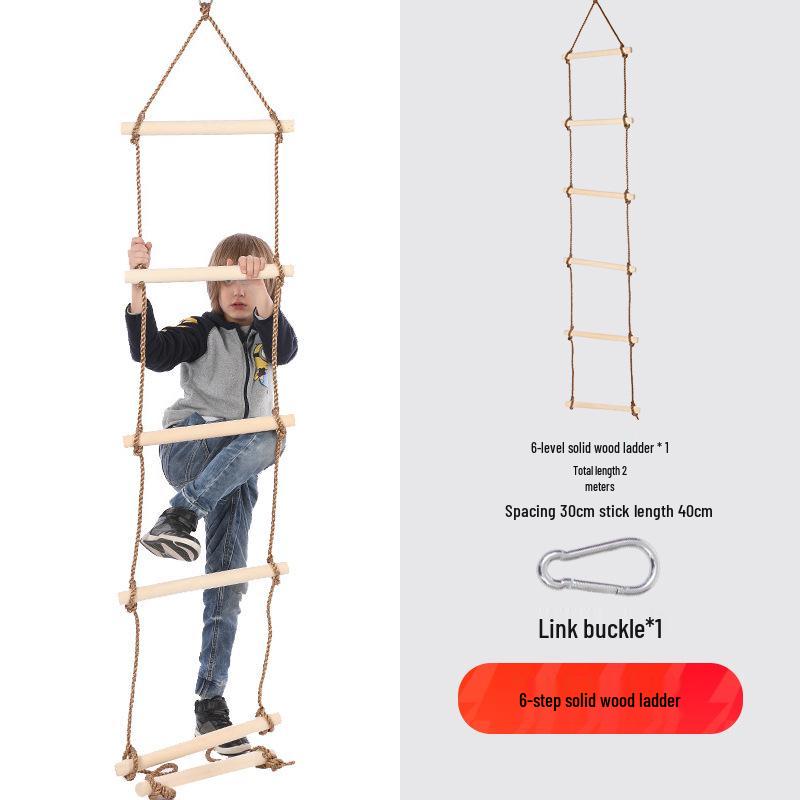 Children's Outdoor Sensory Integration Rope Ladder and Swing Set with Climbing Rings