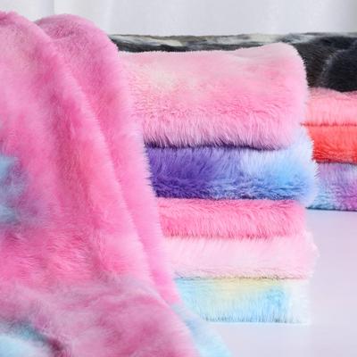 0,5/1/2 Yard Tie Dye Imitatie Konijnenpluche Stof Nepbont Stof voor Naaien Winterjassen Sjaals Dekens DIY Kledingstoffen