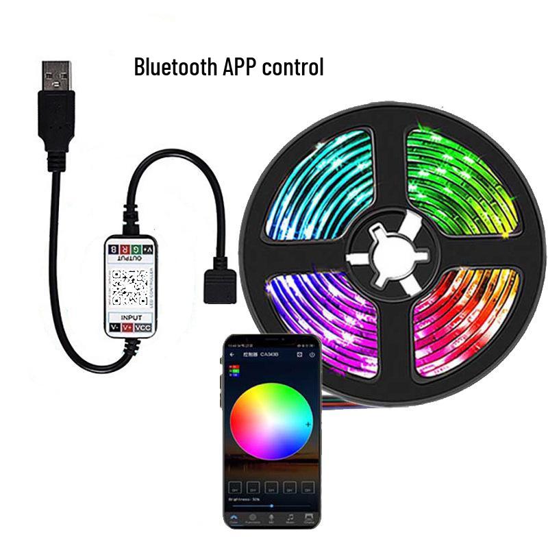 5V RGB LED Strip Lights with Remote & Bluetooth Music Sync for TV Background