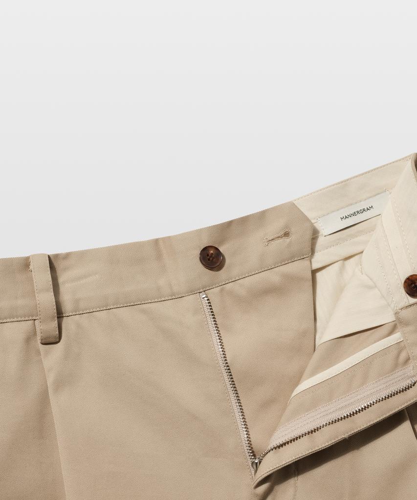 MANNERGRAM [Half Set Japanese Imported Fabric] Single-Pleat High-Density Cotton Half Pants Light Beige