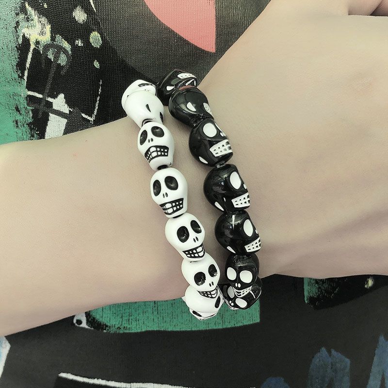 Dark Hip Hop Skull Beaded Bracelet Punk Gothic Retro Couple Bracelet Trend Personality Jewelry