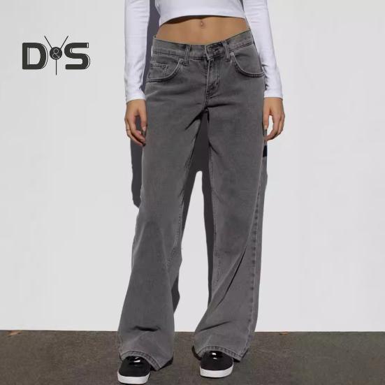 Wide Leg Jeans for Women High Waist Stretchy Denim Pants with Pockets Casual Straight Leg Jean Trousers