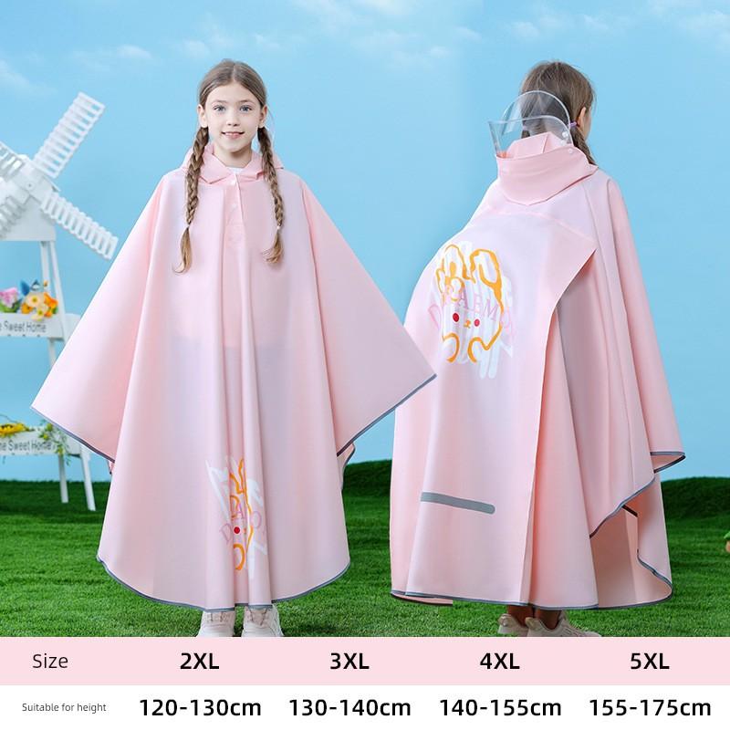 Children's Poncho Raincoat for Boys and Girls, Full-Body Waterproof with Backpack Space, Suitable for Older Children and Students, Special Pullover