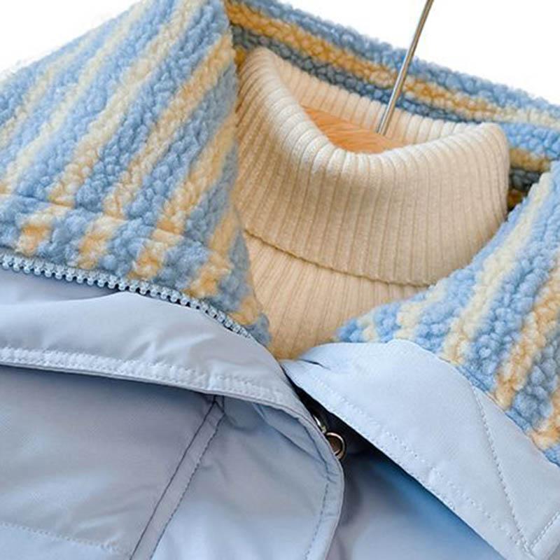 Coat for Women Thickened Plush Winter Windbreaker Oversize Waterproof Casual Zipper Down Jacket