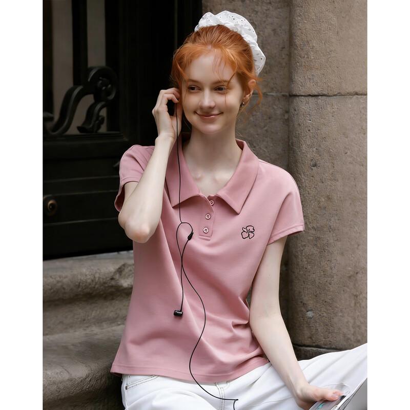 Demana Women s Summer Embroidered Flutter Sleeve Polo T-shirt M