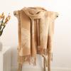 Women's Fall and Winter Faux Cashmere Scarf Thickened Warm Double-sided Two-color Tassel Shawl
