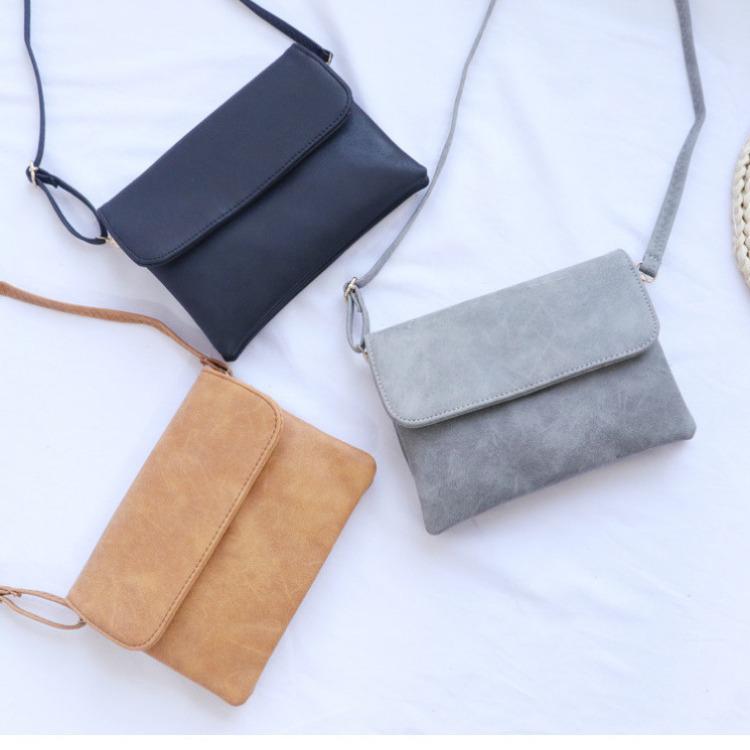 Dámská nubuková jednobarevná crossbody taška na telefon - Japonský a korejský styl mini taška přes rameno