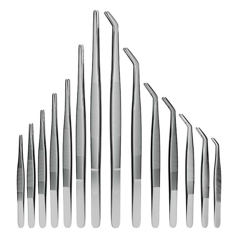 Silver Stainless Steel Non-Slip Tea Tweezers with Extended, Thickened Teeth