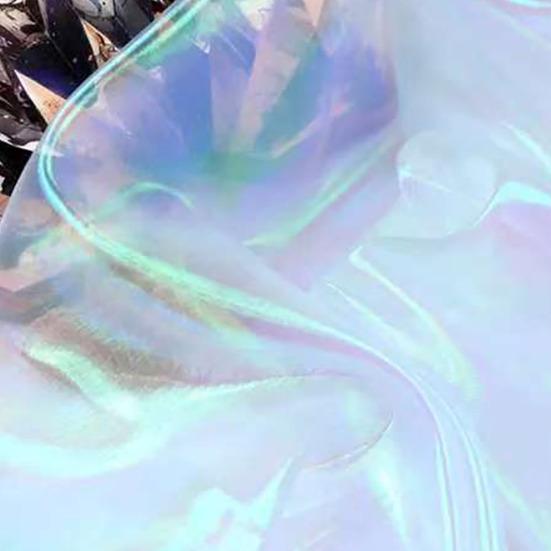 Iridescent  Organza Fabric, 59 Inch Wide Holographic Sheer Gauze, Lightweight Organza for Wedding & Halloween Decor, Photography Backdrop, DIY Dress