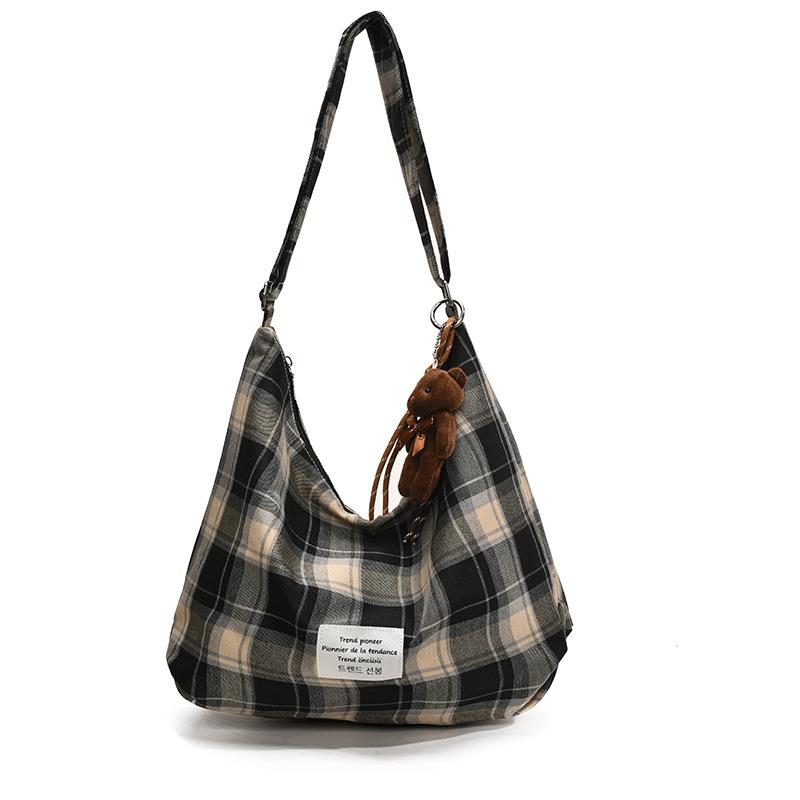 Wholesale Popular Literature and Art Lazy Niche Plaid Tote Bag Women's Casual Lightweight Versatile Large-capacity Messenger Bag