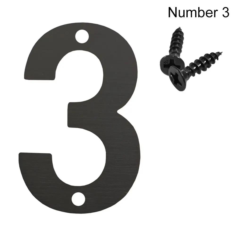 Fashion Stainless Steel Door Label with Screw Durable Black 0 To 9 Numeral Tag Number Plate Sign For Home Mailbox Hotel Address