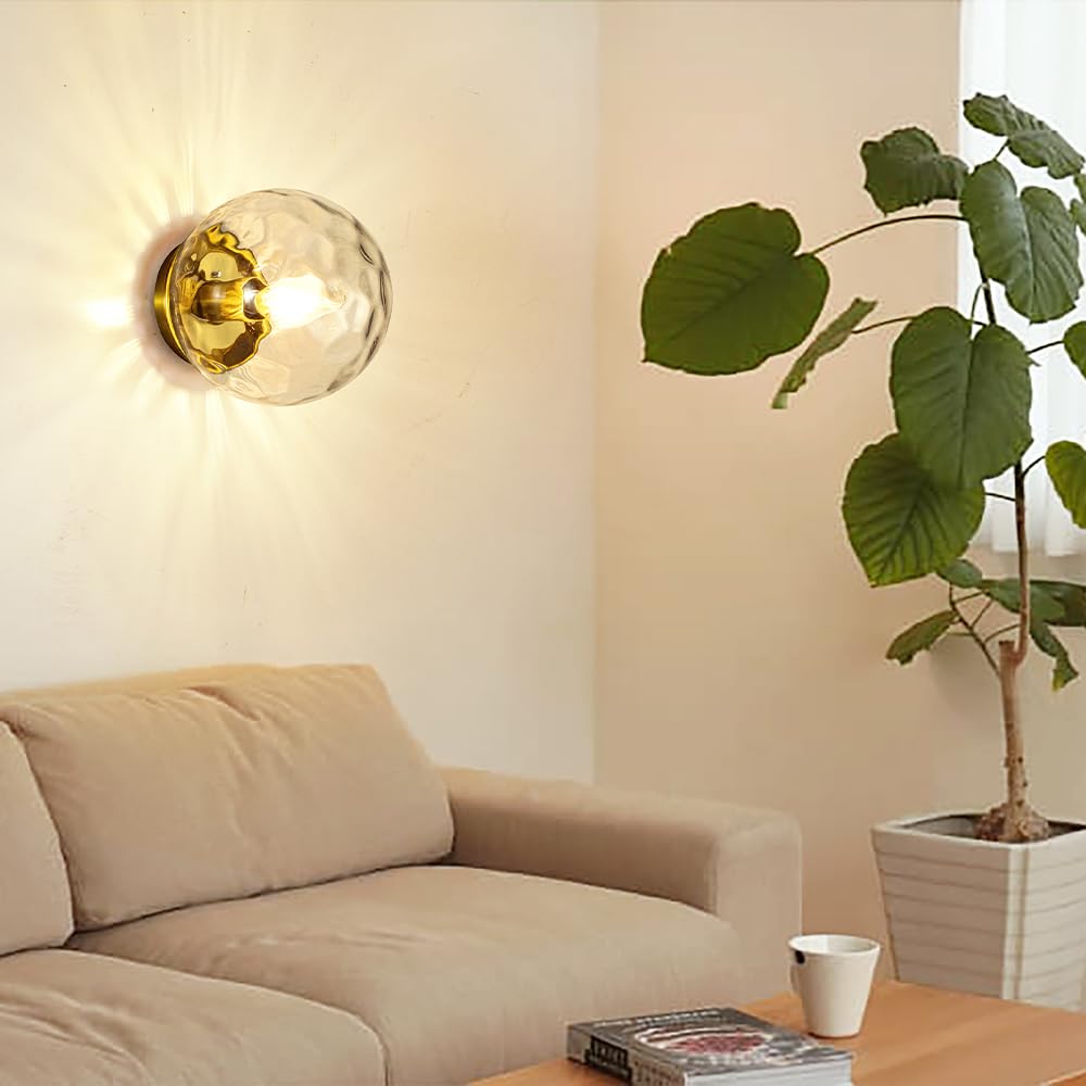 Chende Bracket Light Nordic Water Ripple Round Wall Light Stylish Water Surface Aqua Glass LED Compatible Indirect Lighting Wall Spherical Wall Lamp