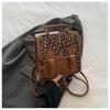 Women Bag College-style Leopard Print Backpack Student Hand-carried Schoolbag Retro Single-shoulder Backpack Coffee Color Simple