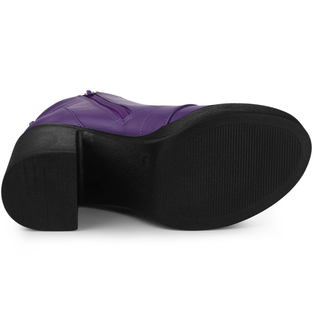 Allegra K Lace-Up Ankle Boots with Platform and Thick Heel, Perfect for Parties and Halloween, Purple, Size 24.0cm