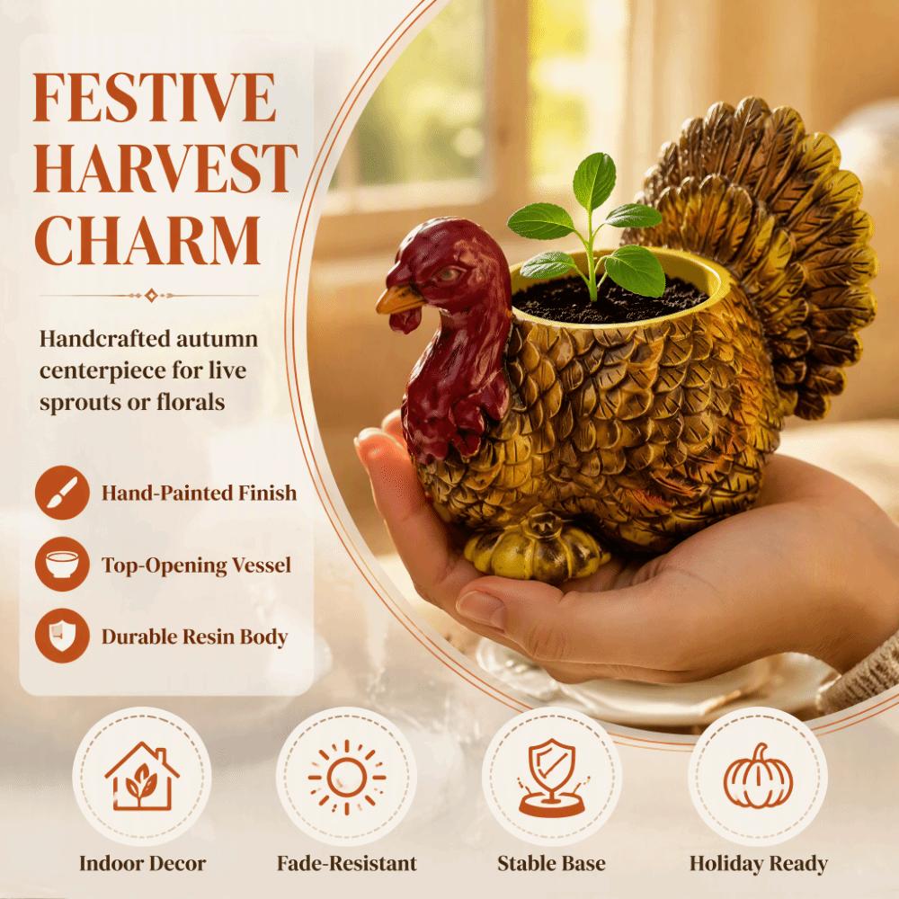 Fall Harvest Fall Turkey Plant Holder Turkey Figurine Candy Bowl Outdoor Garden