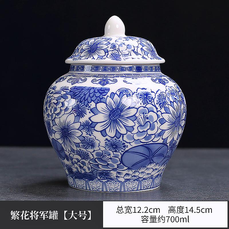 Blue and white tea jar  general jars retro ceramic jars tea storage boxes moisture-proof storage can tea ceremony sealed jars