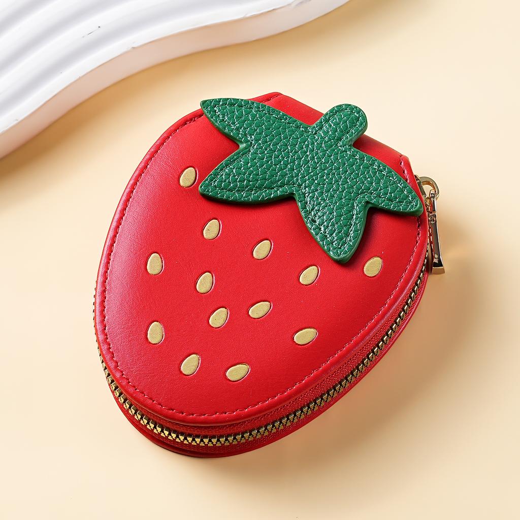 New Product Cute Little Strawberry PU Coin Purse Explosive Fruit Coin Storage Bag Can Be Hung Bag Organ Card Bag