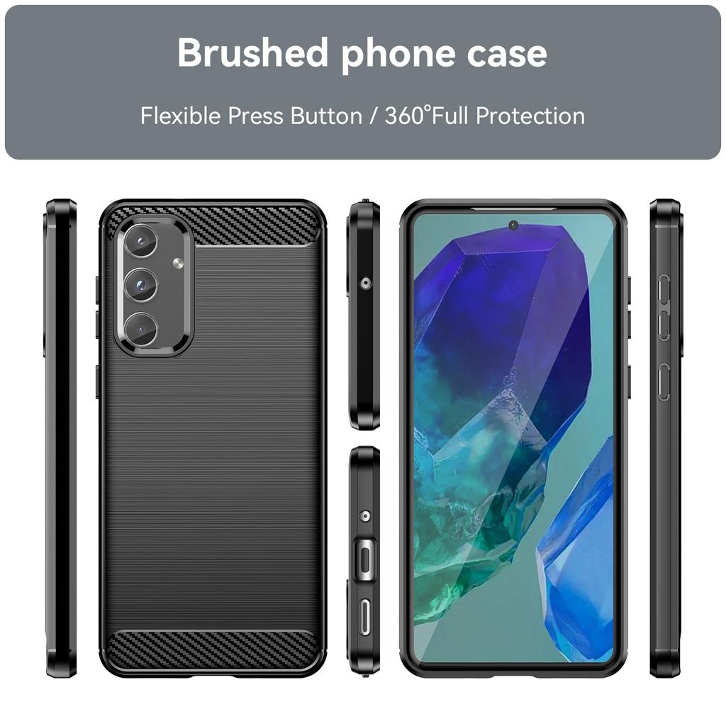 For Samsung Galaxy M55 5G/C55 5G/F55 5G Brushed Phone Case Carbon Fiber Texture Soft TPU Cover