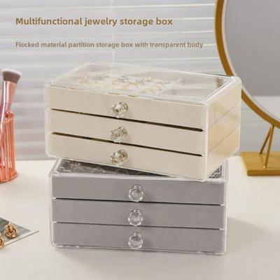 Elegante mehrschichtige Schmuckschatulle mit großem Fassungsvermögen für Ohrringe, Halsketten und Ringe