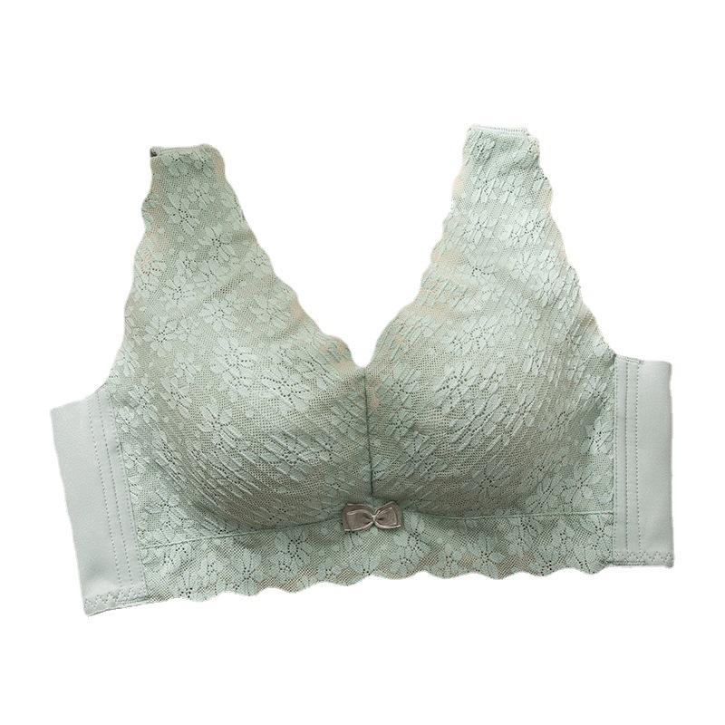October Follows Spring and Summer Natal Year Bra Thin Large Size Without Steel Ring Lace Large Chest Small Bra