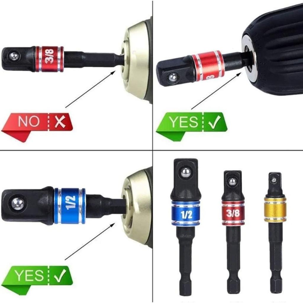 4Pcs Drill Adapter 105° Angled Bit 1/2in 3/8in 1/4in 360° Socket Adapters for Nut Screw