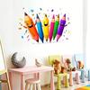 Colorful Pencils Wall Sticker Cartoon Kids Room Wall Decals Peel And Stick Classroom Wall Mural Art for Playroom Nursery Wall