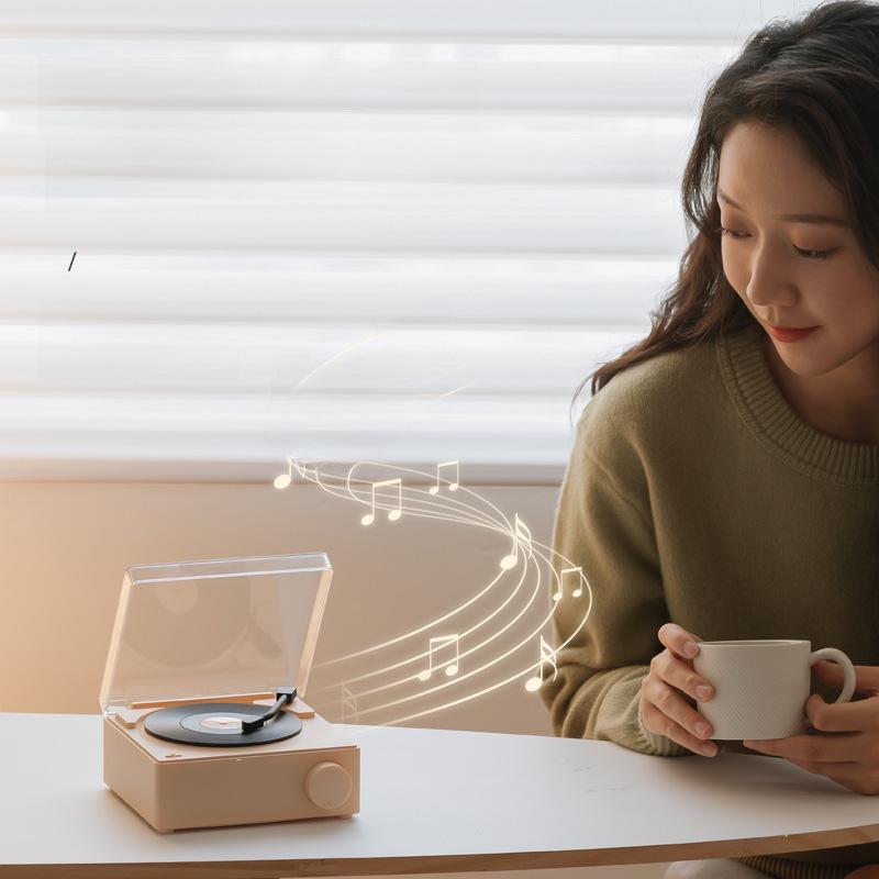 Kreativer Atomic Schallplattenspieler mit Bluetooth: Multifunktions-Wecker, Lautsprecher, Audio-Karte, Intelligentes Drahtloses Desktop-Gerät