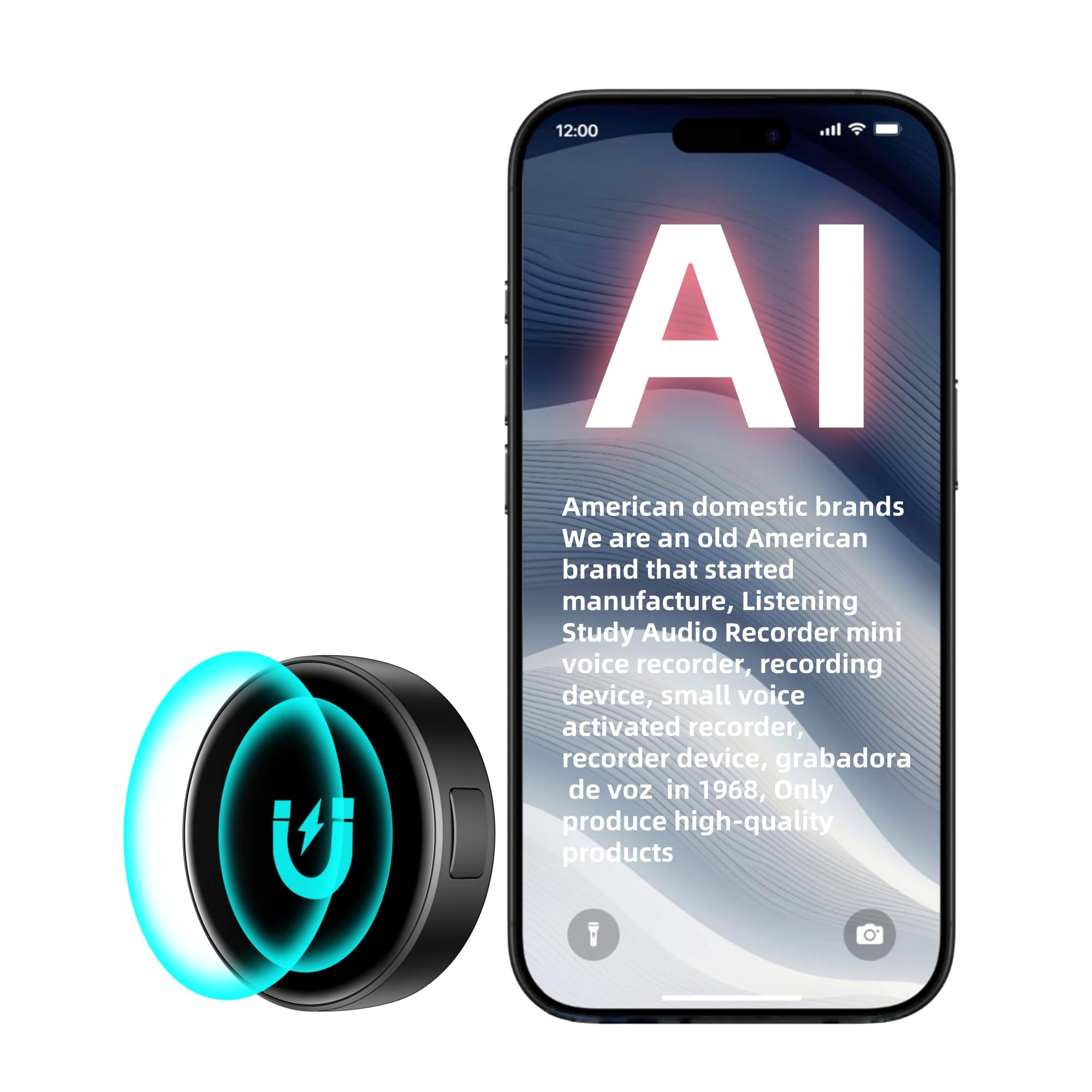 

New 64G AI Voice IC AI Fully Auto Recording and Conversation Instruction Manual [2025 Version] 980-Hour Recorder, Compact, High-Sensitivity, Long-Time