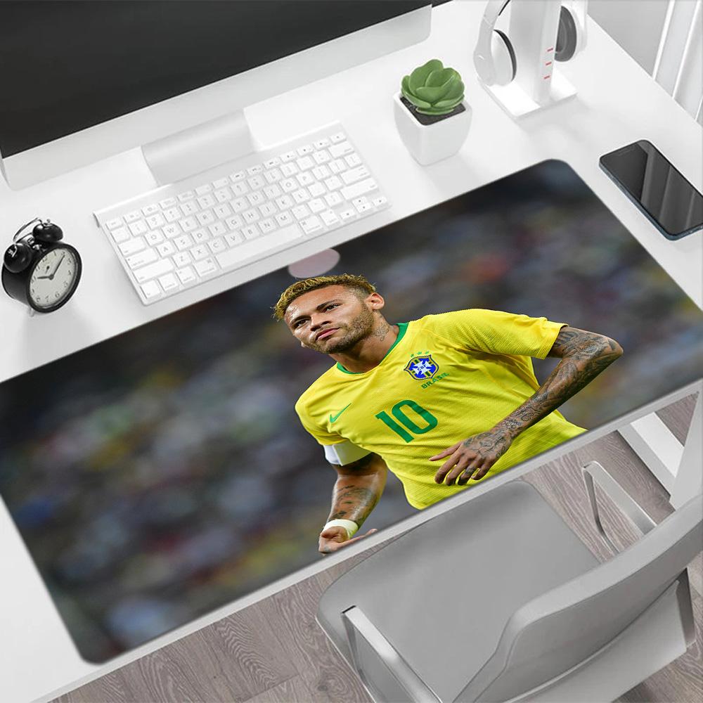 Brazilian Footballer Action Gaming Mouse Pad Keyboard Mat Computer Desk Keyboard Mat Non-Slip Rubber Base Computer Decor Item Office Use