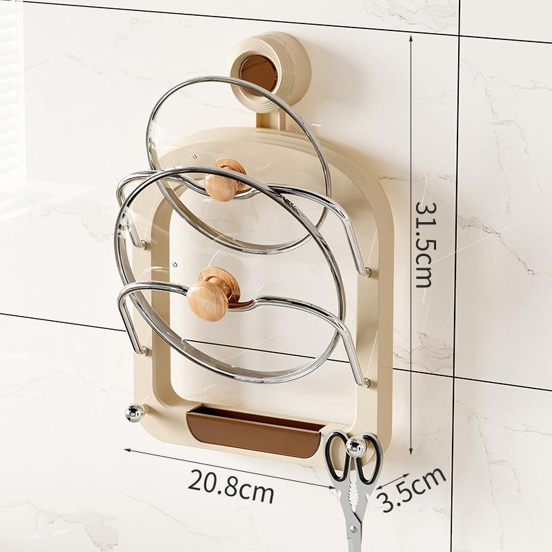 Pot Lid Holder Suction Cup Wall Mounted Cutting Board Holder Detachable Draining Kitchen Storage Multifunctional Storage