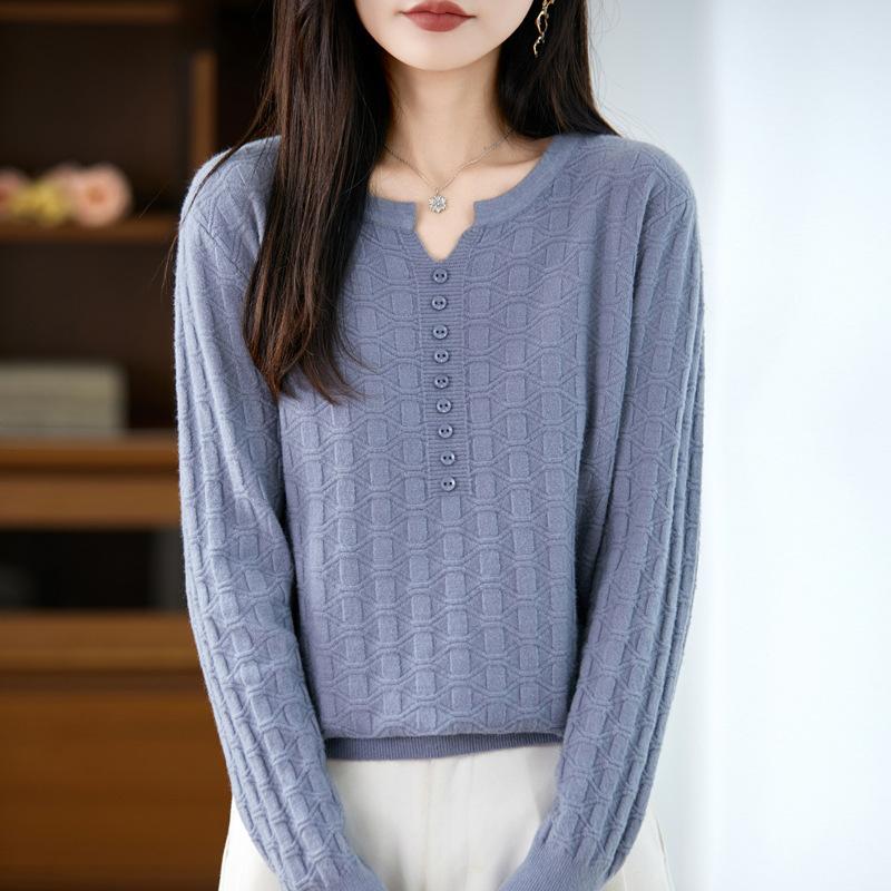 Neue Herbst- und Winter-Pullover, Strickpullover mit Scherenhals, kariertes Jacquard-Basisschicht für Damenbekleidung