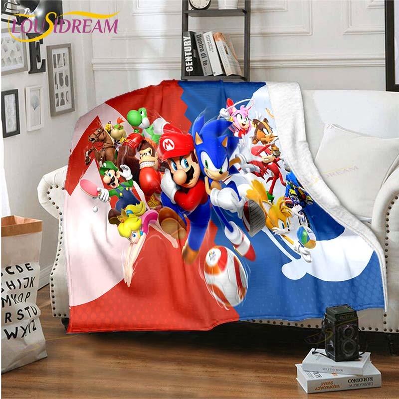 Mario Bros Blanket High Quality Flannel Warm Soft Plush on The Sofa Bed Blanket Suitable for Air Conditioning Blanket