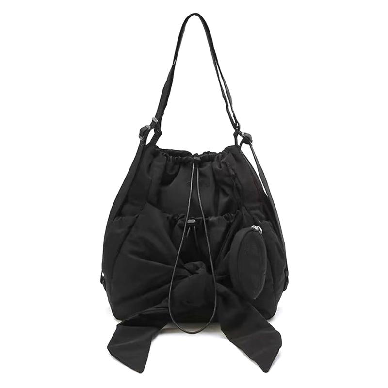 

Корейская сумка на плечо с бантом Ins, повседневный рюкзак на шнурке с бантом, женская универсальная сумка через плечо для подарков для девушки серый