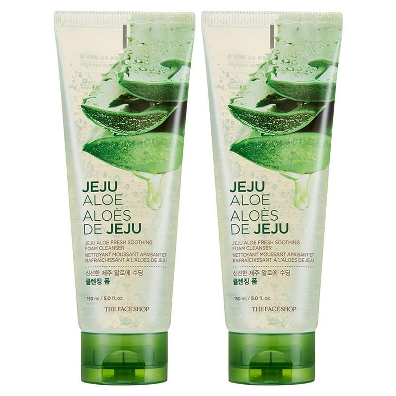 The Face Shop Fresh Jeju Aloe Soothing Cleansing Foam, 150ml, 2 Pcs