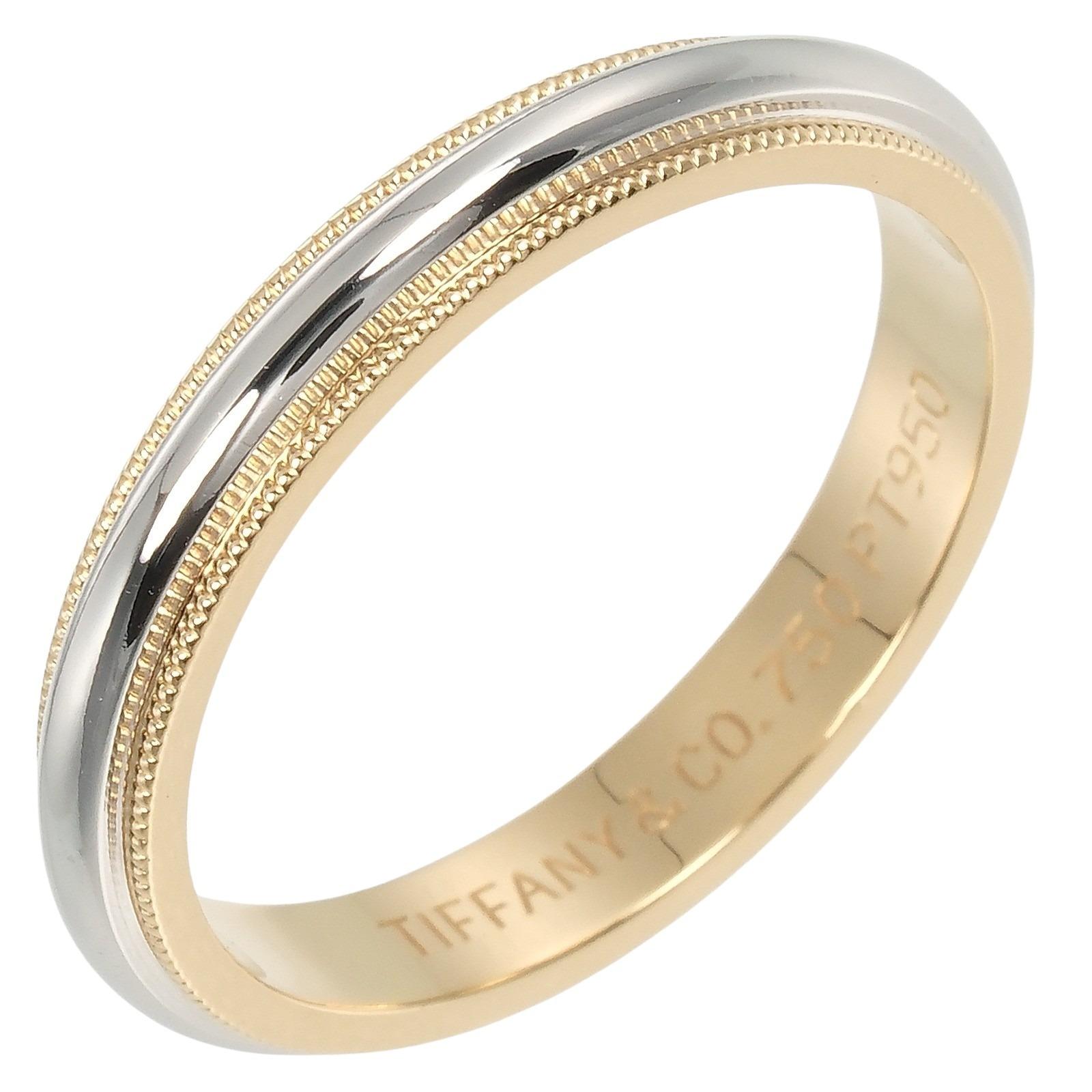 

TIFFANY&Co. Gathered Milgrain Ring 0.1 model Pt950Platinum/K18 yellow gold #9.0(US Size) 6.17g Women Used