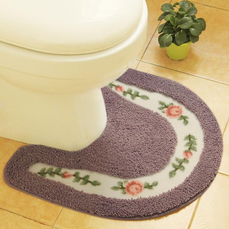 

Toilet Restroom Decor Farmhouse U-Shaped Toilet Mat Water Absorbent Waterproof Non-Slip Bathroom Rug Soft Contour Floor Mats 50x50cm