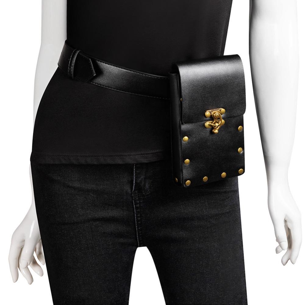 European and American Punk Women's Bag, Retro Brown, Outdoor Mobile Phone Change, Mini Bag, Sports and Leisure, Mini Waist Bag