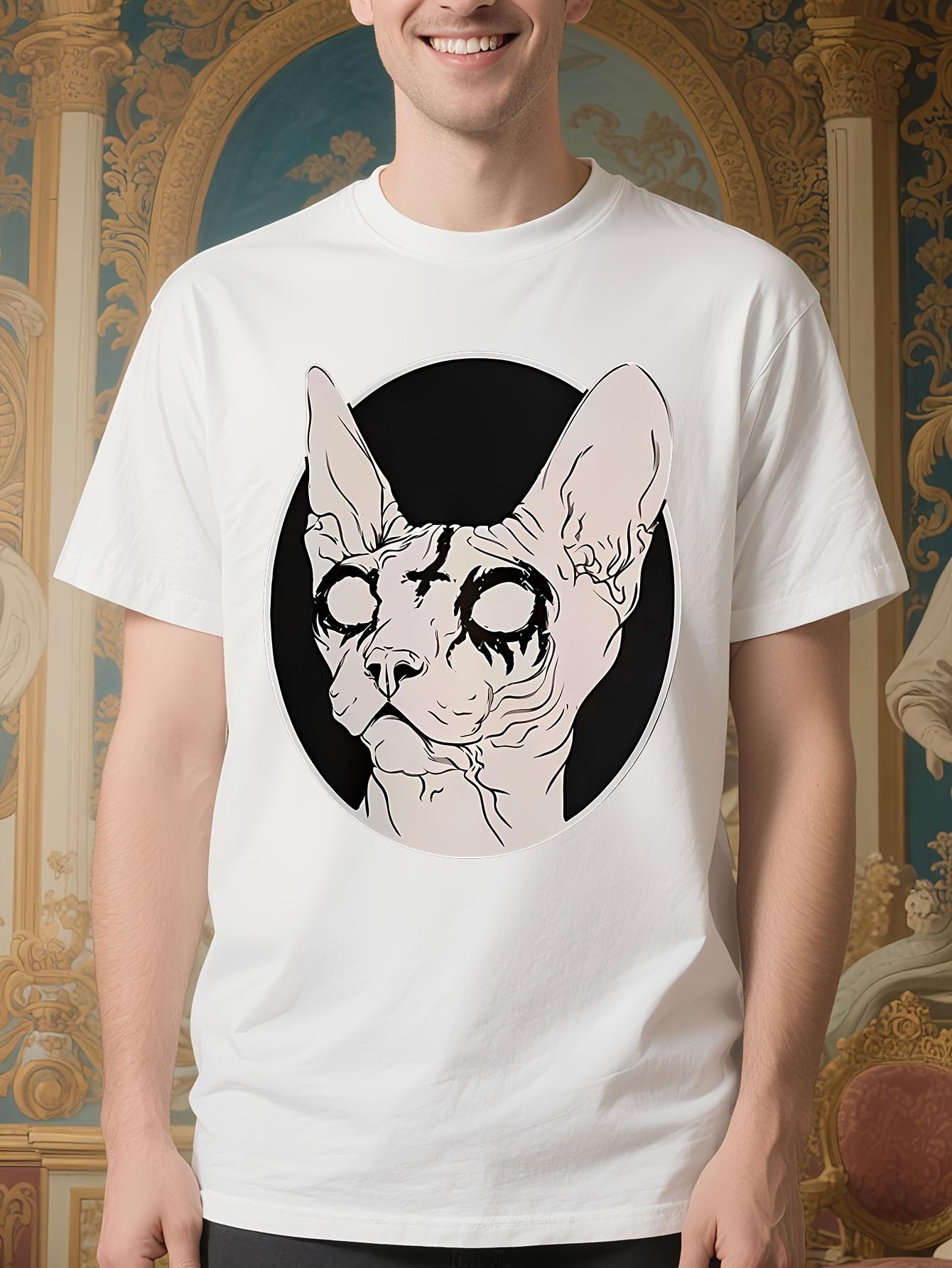 Gothic Steampunk Sphynx Cat Graphic Tshirt - White Tee wi... XXXL