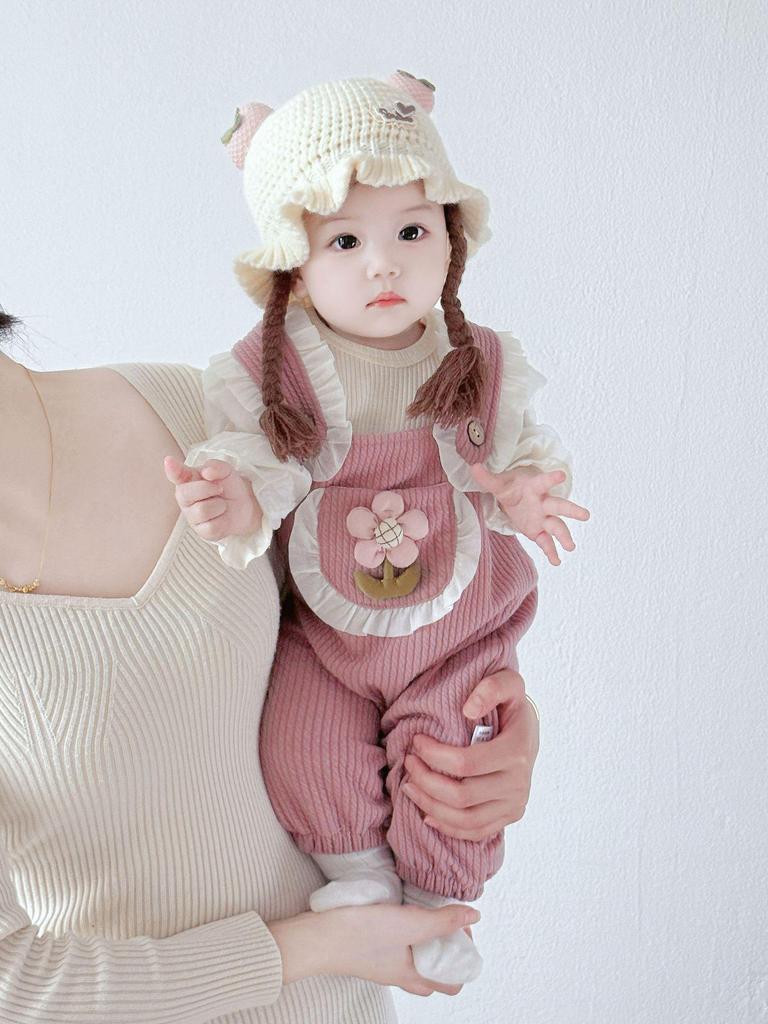 Handmade Cute Baby Romper Set with 3D Flowers – Spring/Autumn for Boys & Girls