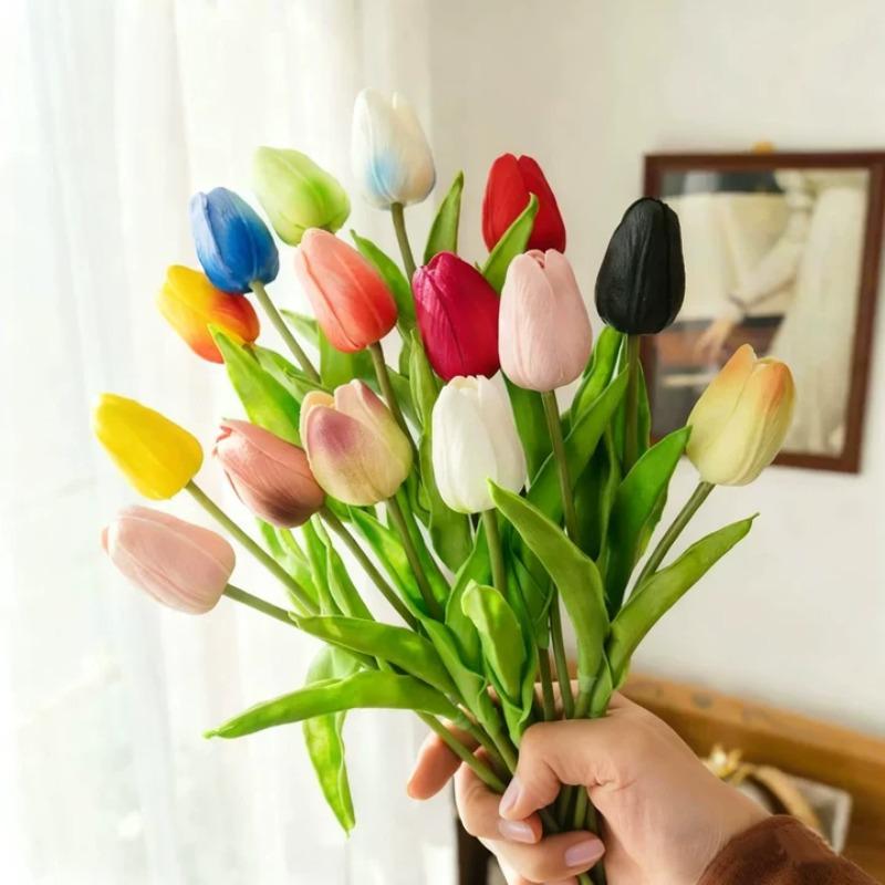 

Pu Tulip Immortal Flower Touch Artificial Flower Mini Tulip Flower Arrangement Christmas Home Garden Wedding Decoration 5pcs