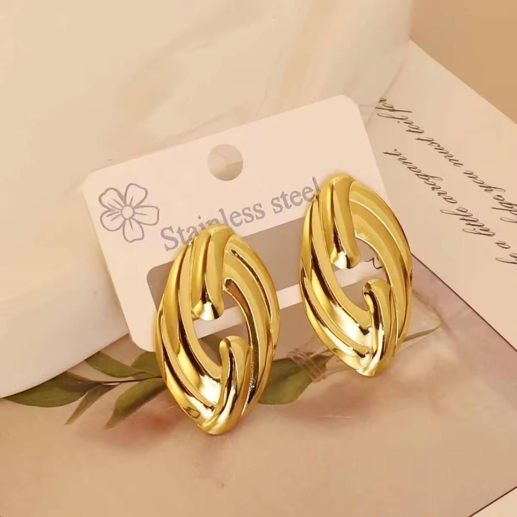 European American Trendy Cross-Border Punk Cold Wind Stainless Steel Earrings Geometric Irregular Drop Fashion Jewelry