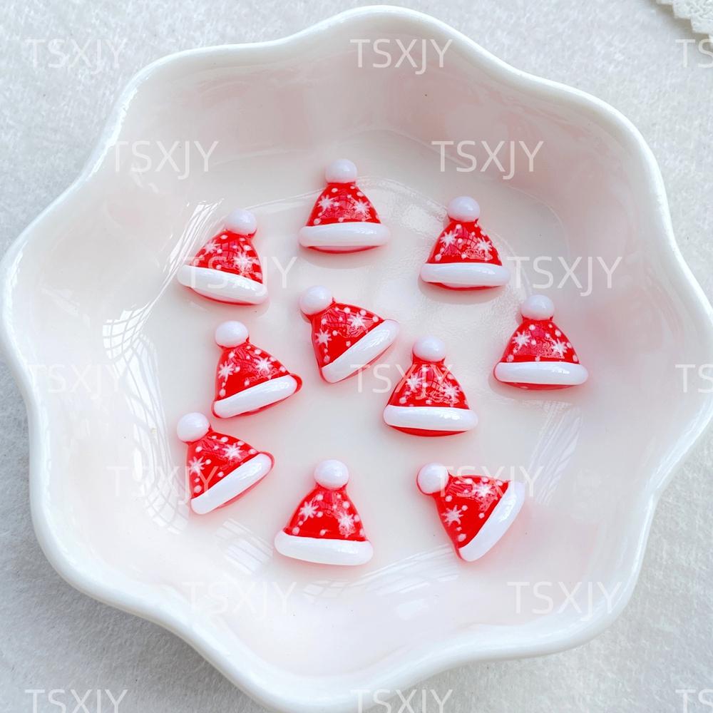 20pcs Resin Kawaii Colorful Mini Santa Trees Elk Snowman Bells Flatback Cartoon Christmas Figurine Scrapbook DIY Decor Crafts
