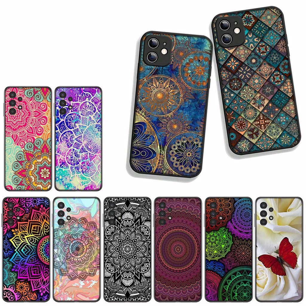 for Samsung Galaxy S25 S23 S22 S24 FE Ultra Plus A56 A05 A06 A15 A16 A57 S7 Edge Case Floral Paisley Texture Mandala Flower