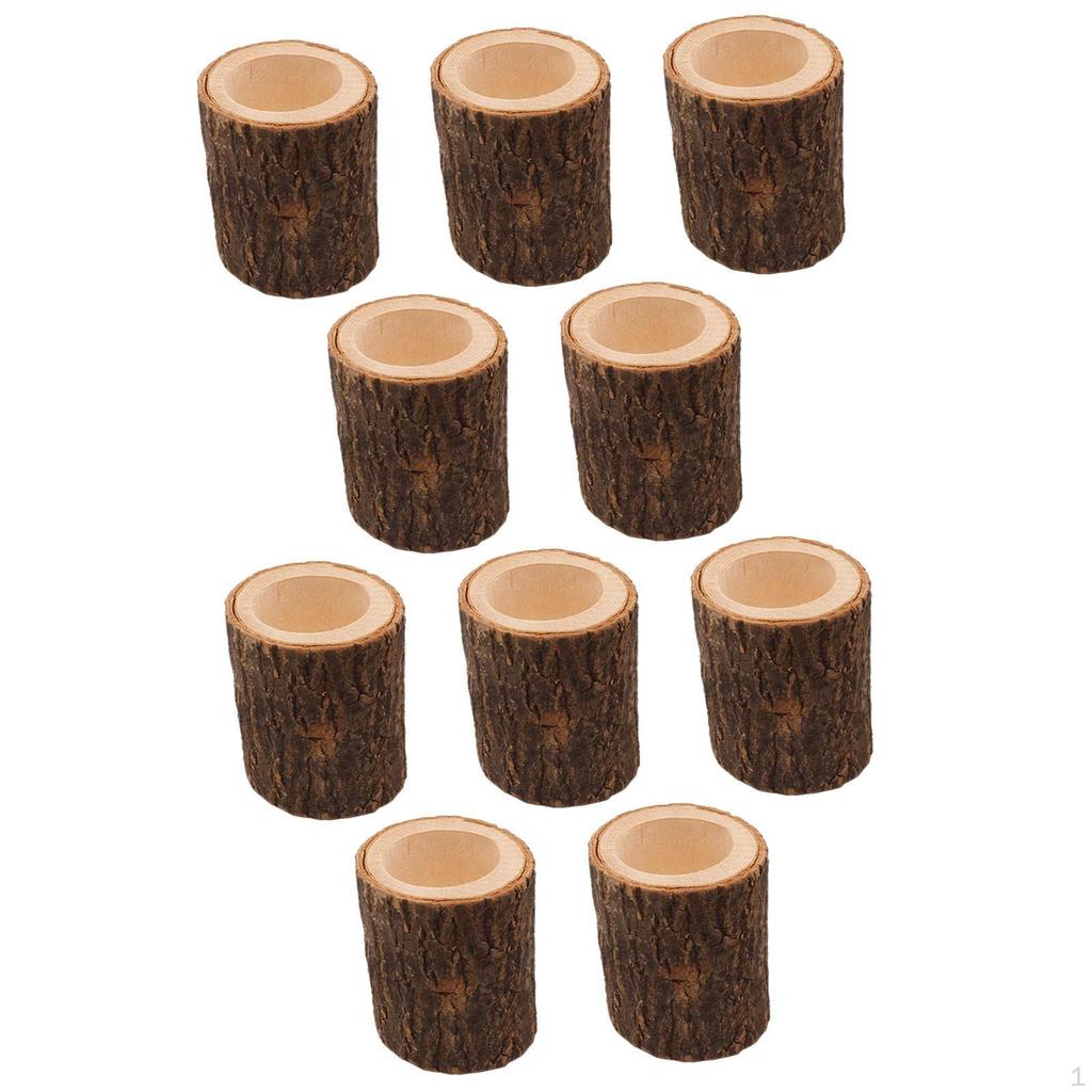 10 Pack Wooden Tea Light Candle Holders for Birthday Prayer Housewarming Party Taper Candles
