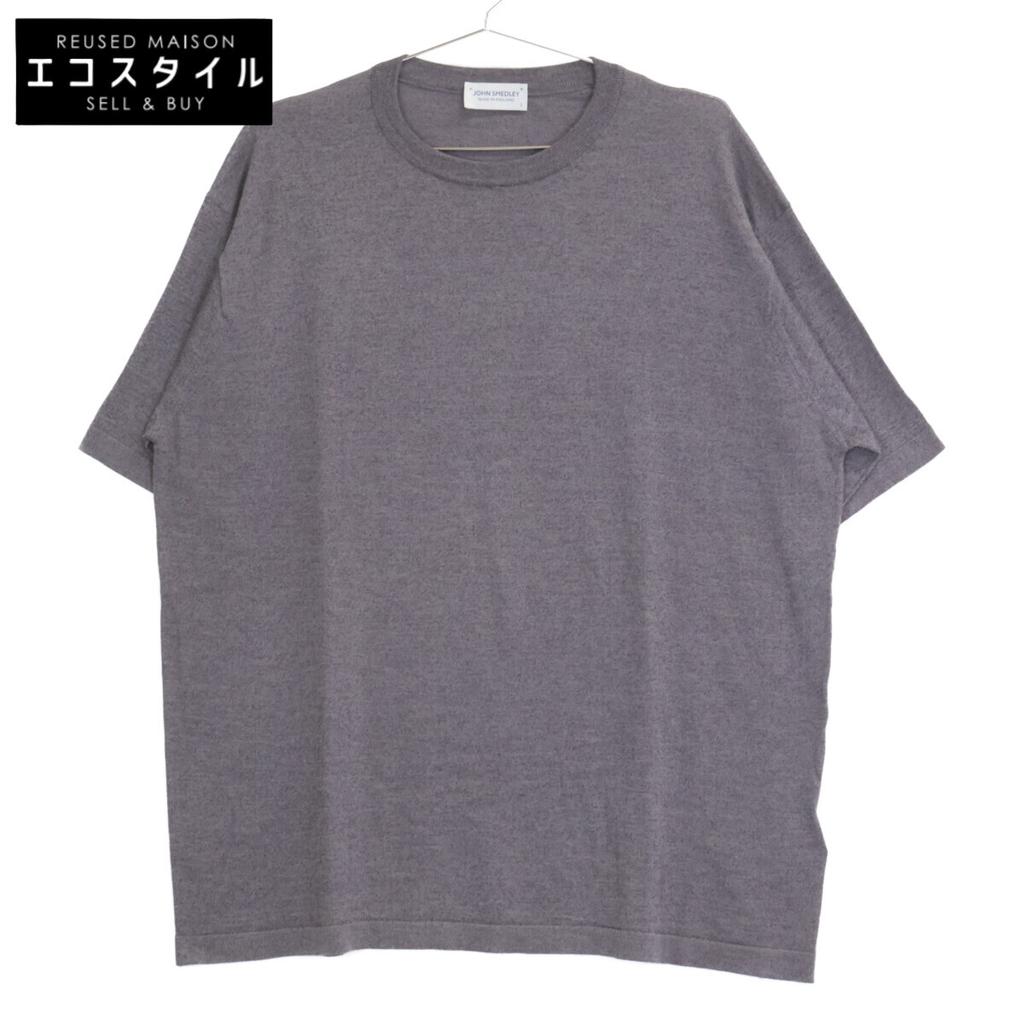 JOHN SMEDLEY Anthrazitgrau Wolle Rundhals Sommer Strickoberteile L Anthrazitgrau Gebraucht