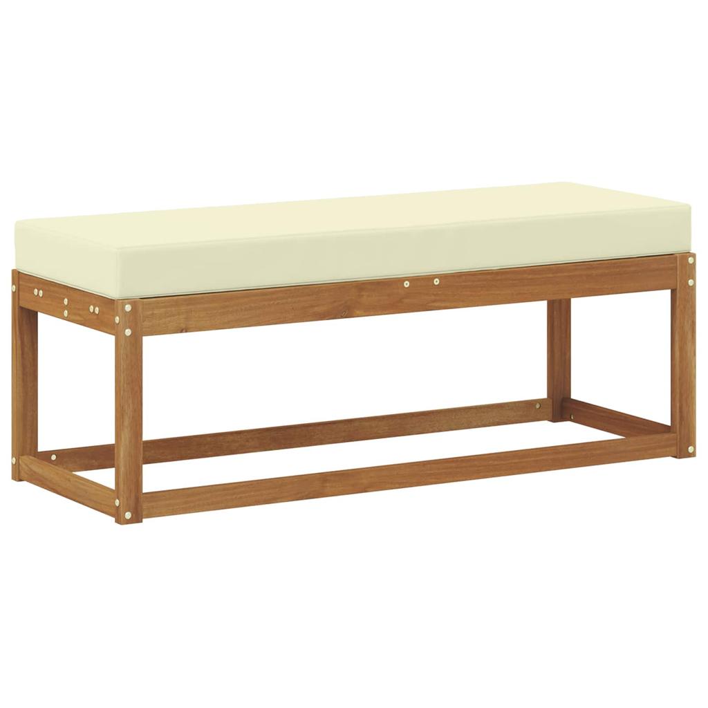 Outdoor Footstool Bench with Cushions Natural and Cream 115 X 43 X 45 Cm