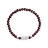 Natural Wine Red Garnet Silver Pixiu Beaded Bracelet for Women