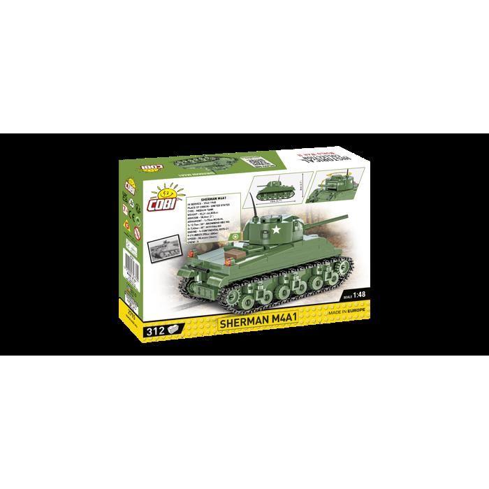 Véhicule miniature - cobi - sherman m4a1 - 1:48 - 312 pièces - compatible briques